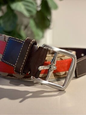 Canvas & Leather Belt in orange and Brown